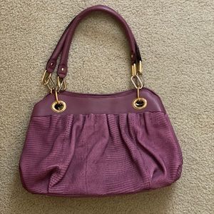 Purple leather Bruce Makowsky satchel